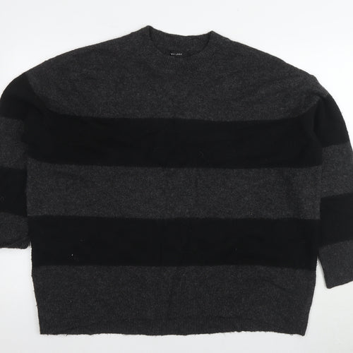 New Look Women's Black Jumper, M, Raglan Sleeve, Striped Knit