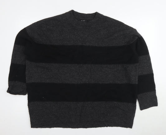 New Look Women's Black Jumper, M, Raglan Sleeve, Striped Knit