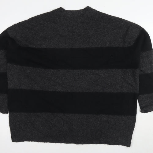 New Look Women's Black Jumper, M, Raglan Sleeve, Striped Knit