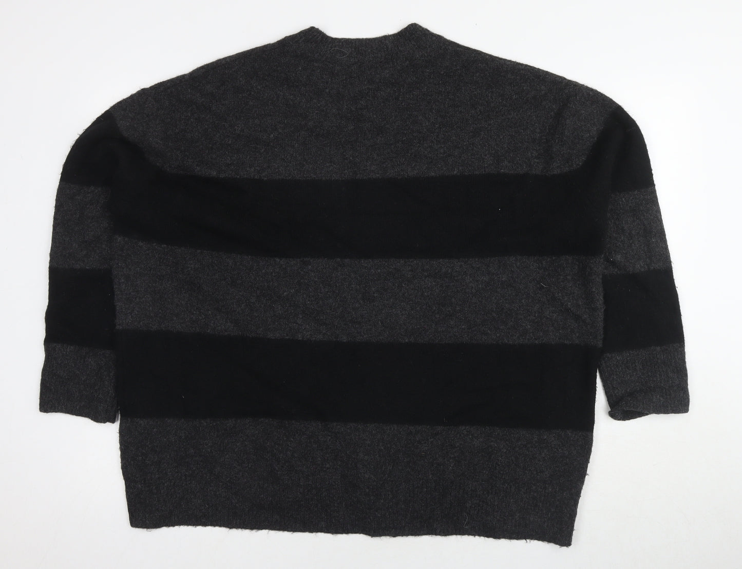 New Look Women's Black Jumper, M, Raglan Sleeve, Striped Knit