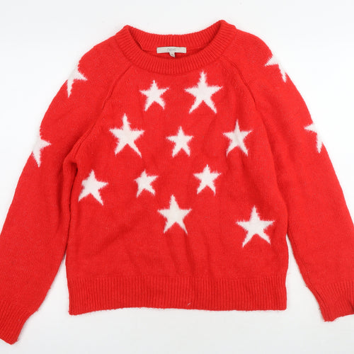 Next Women's Red Star Jumper, Size S, Crew Neck Pullover