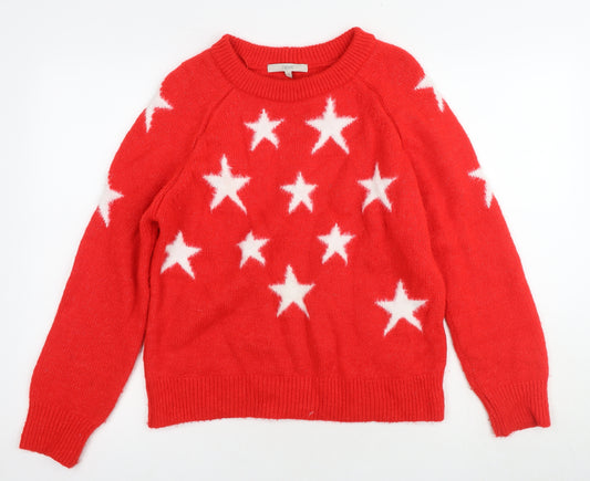 Next Women's Red Star Jumper, Size S, Crew Neck Pullover