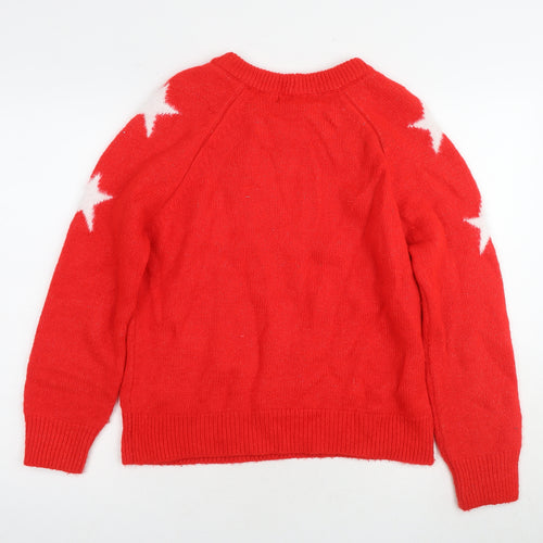 Next Women's Red Star Jumper, Size S, Crew Neck Pullover