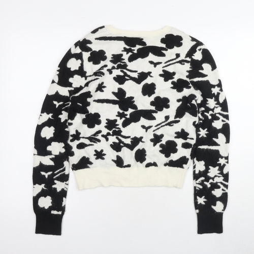 Topshop Women's Black & White Floral Pullover Jumper Size 12