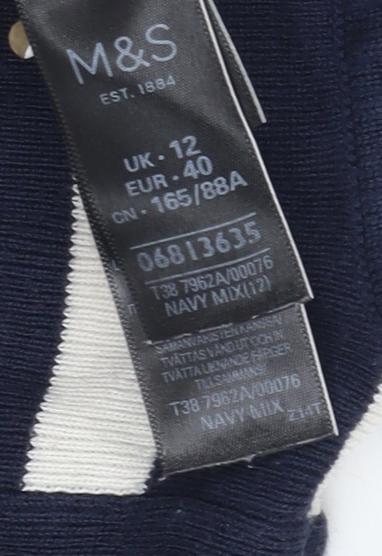 Marks and Spencer Women's Blue Striped Jumper UK 12