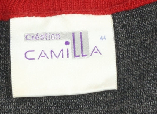 Création Camilla Women’s Grey Vest, Size 16, Embroidered