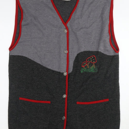 Création Camilla Women’s Grey Vest, Size 16, Embroidered