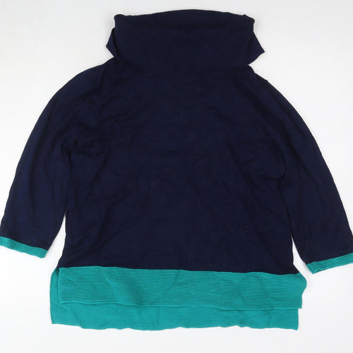 Mitzy Women's Blue XL Roll Neck Tunic Jumper