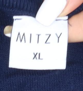 Mitzy Women's Blue XL Roll Neck Tunic Jumper