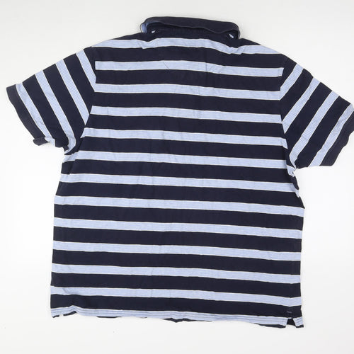 Marks and Spencer Men's Blue Striped Polo XXL