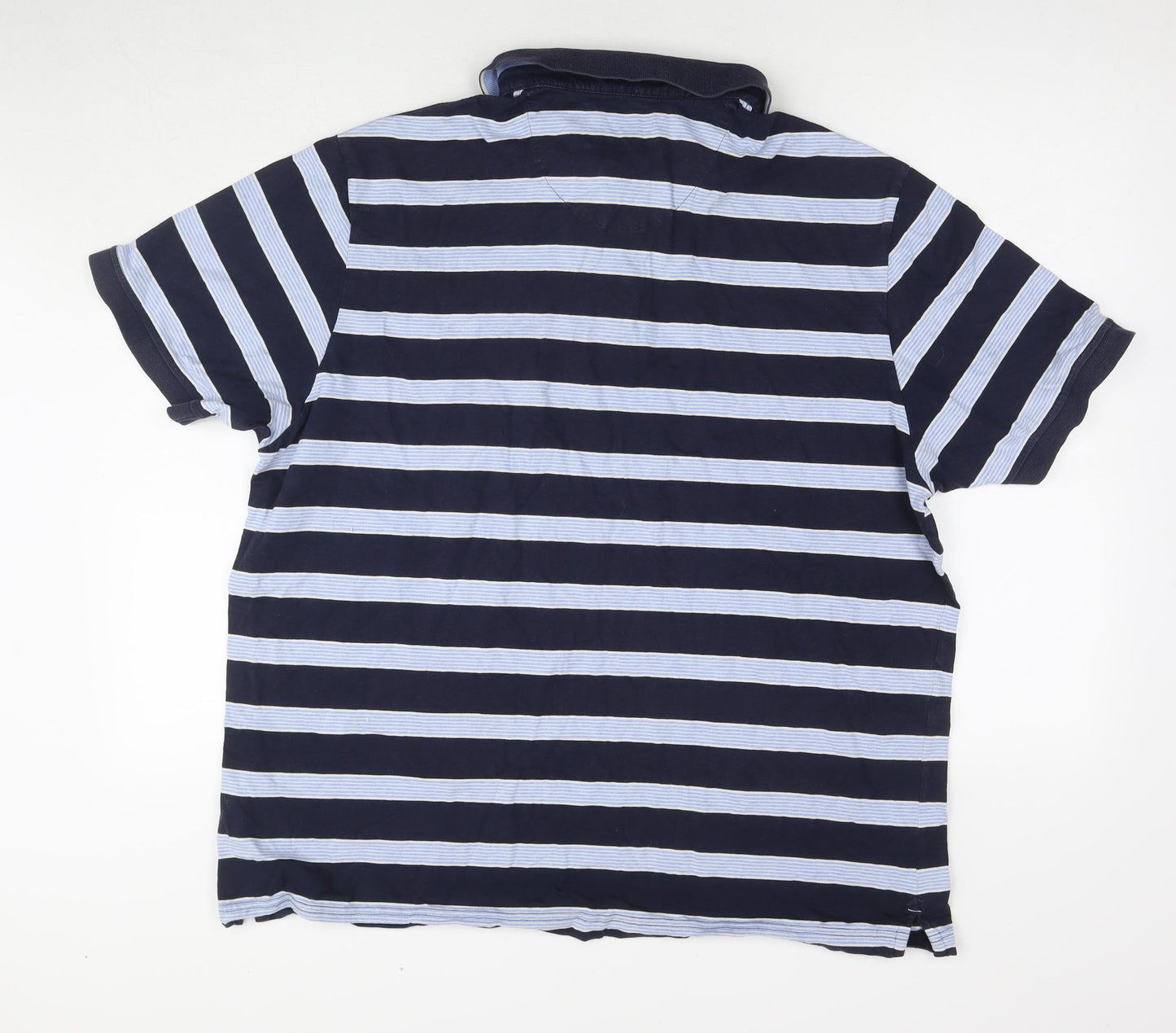Marks and Spencer Men's Blue Striped Polo XXL