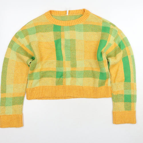 Only Women's Multicoloured Plaid Jumper, L, Crew Neck