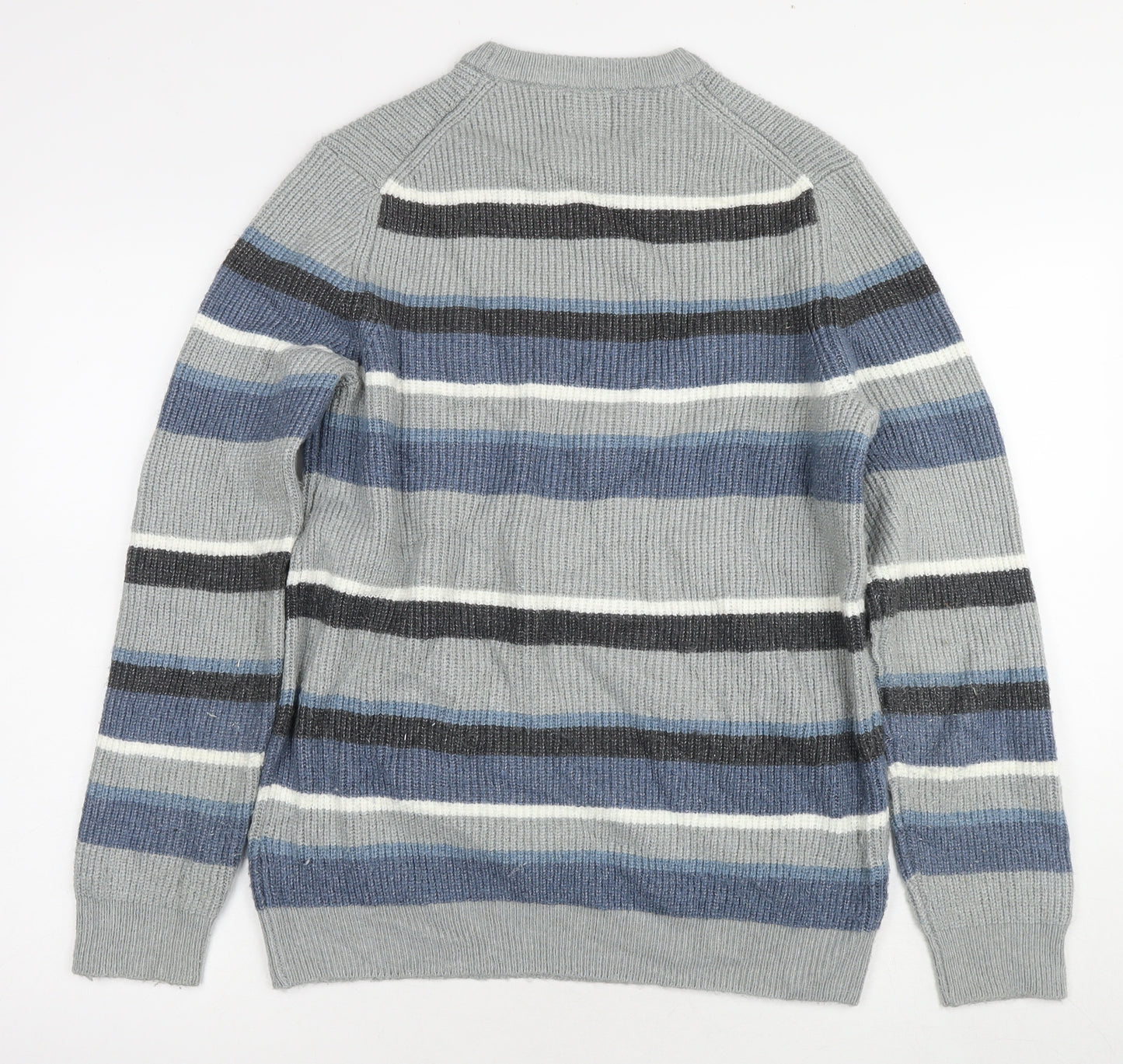 Marks and Spencer Men's Blue Striped Pullover Jumper L