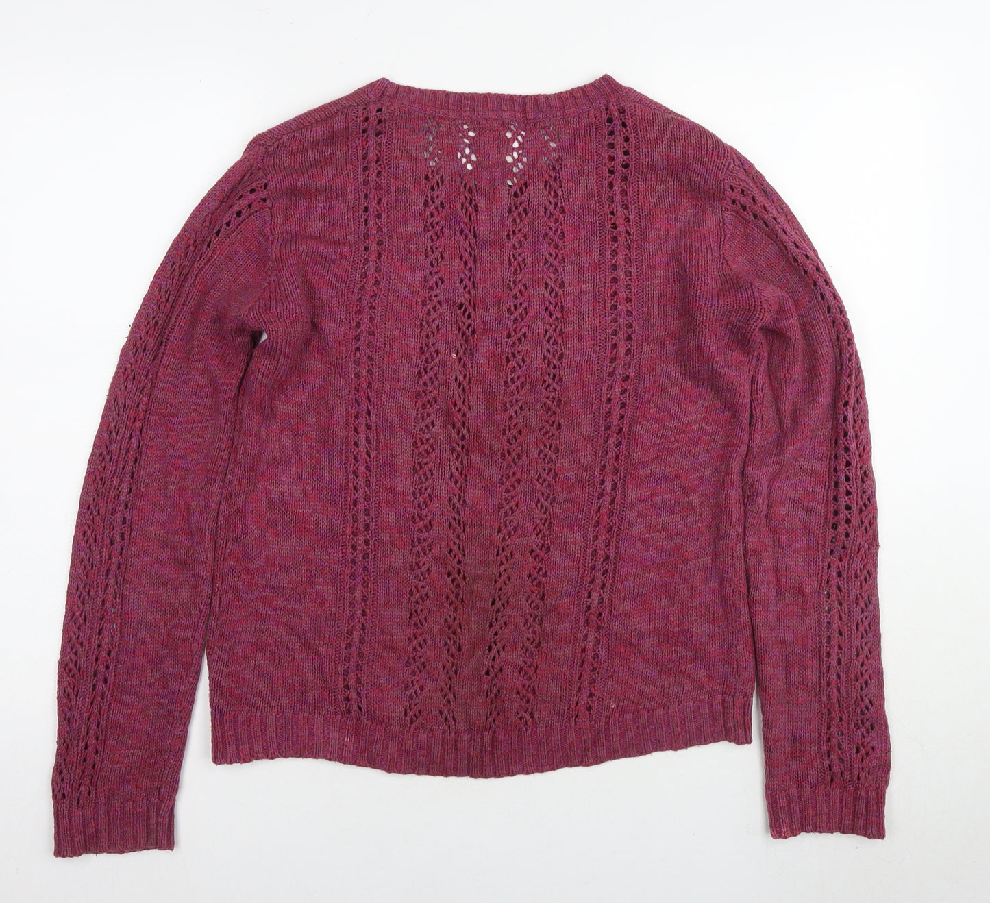 Ness Women's Purple Open-Knit Pullover Jumper Size 10