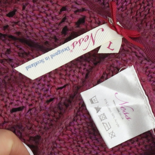 Ness Women's Purple Open-Knit Pullover Jumper Size 10