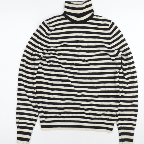 H&M Women's Black Striped Roll Neck Pullover Jumper