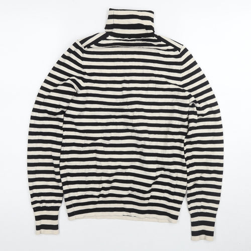 H&M Women's Black Striped Roll Neck Pullover Jumper