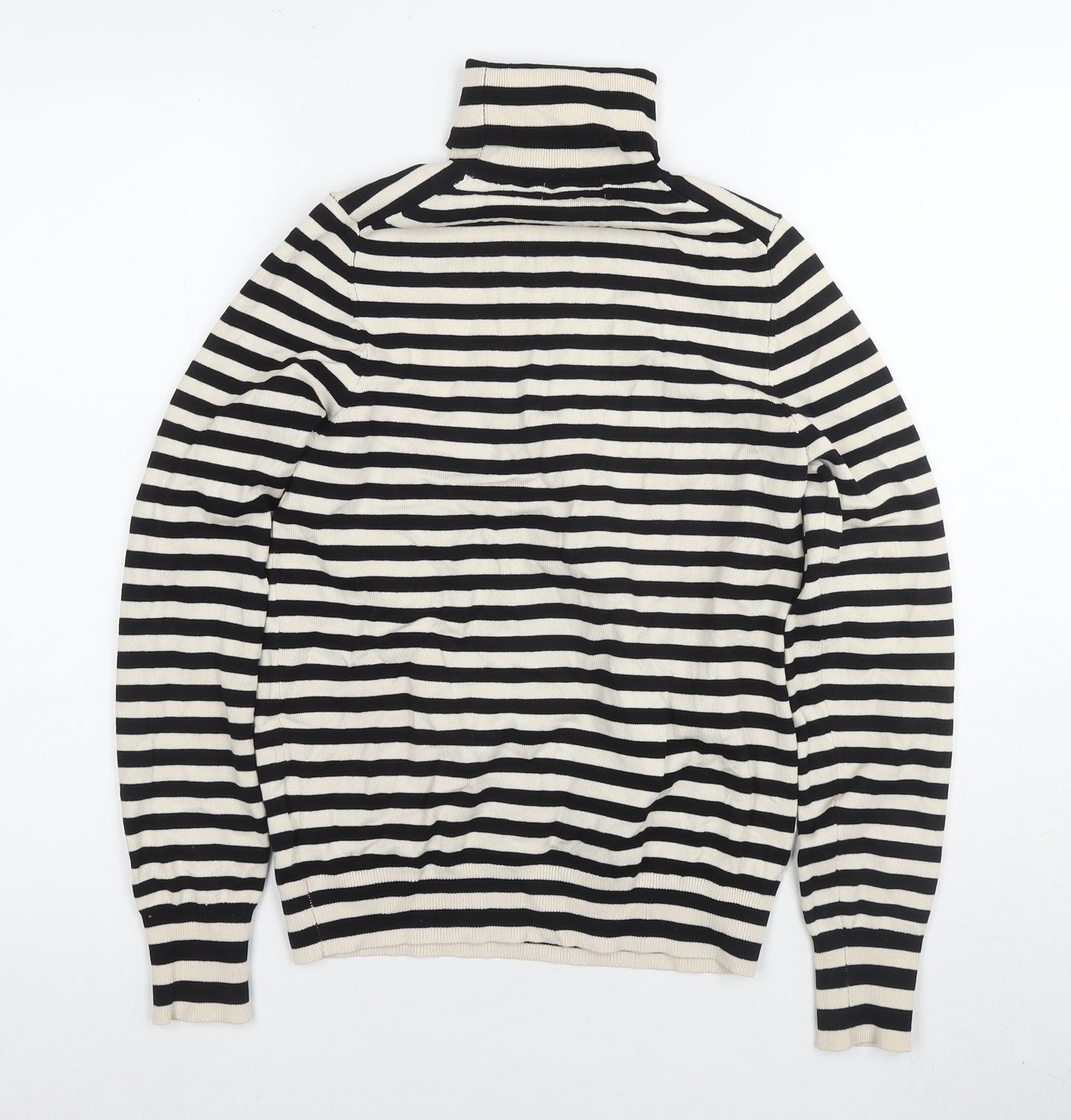 H&M Women's Black Striped Roll Neck Pullover Jumper