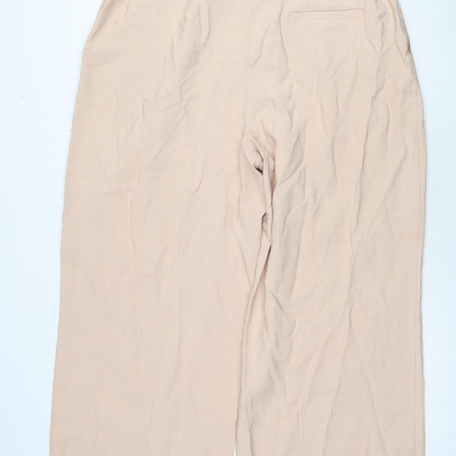 Topshop Women's Beige Wide-Leg Trousers, Size 18