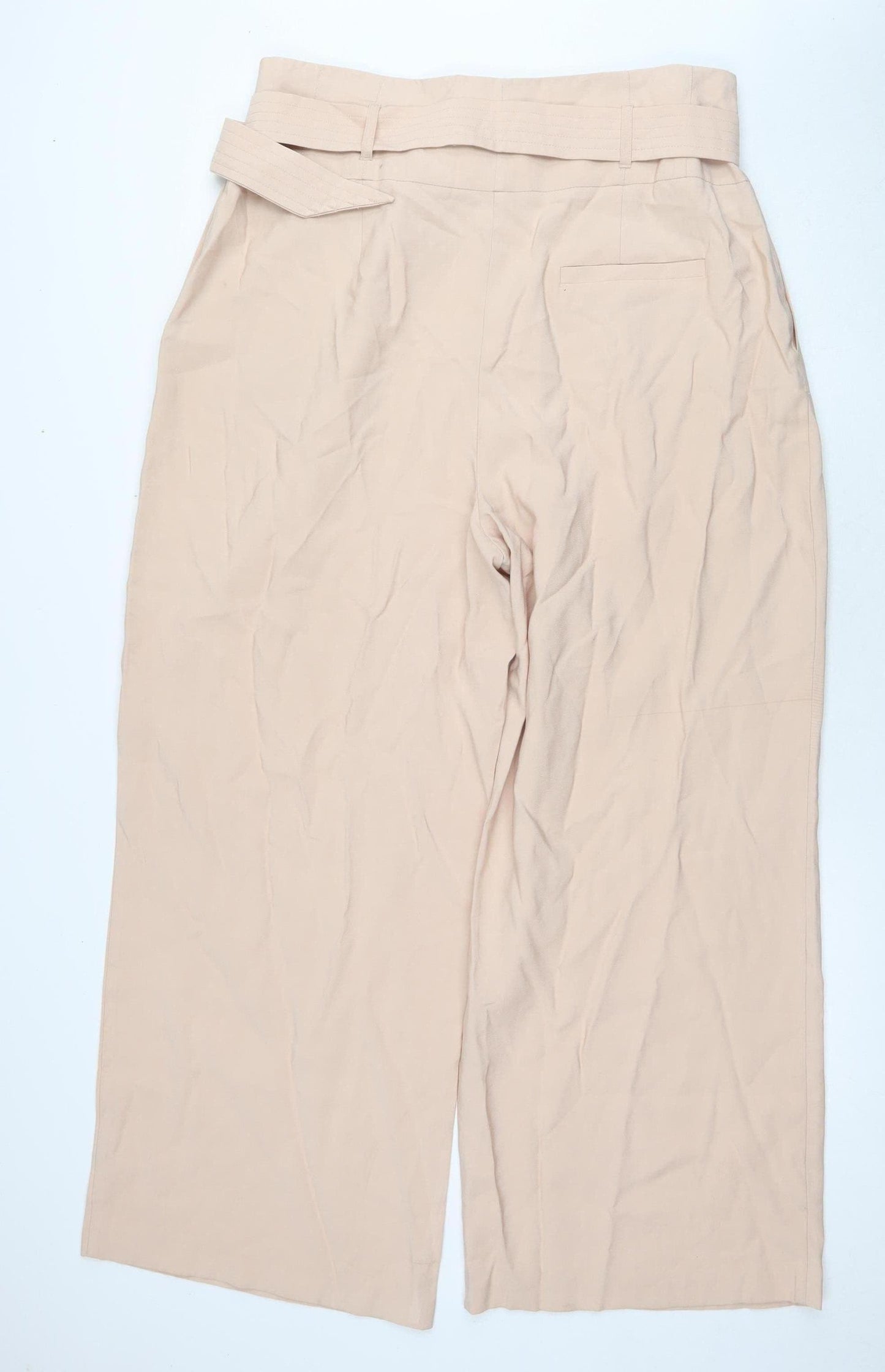 Topshop Women's Beige Wide-Leg Trousers, Size 18