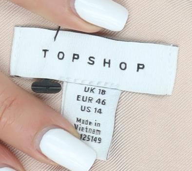 Topshop Women's Beige Wide-Leg Trousers, Size 18