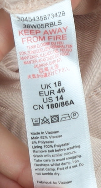 Topshop Women's Beige Wide-Leg Trousers, Size 18