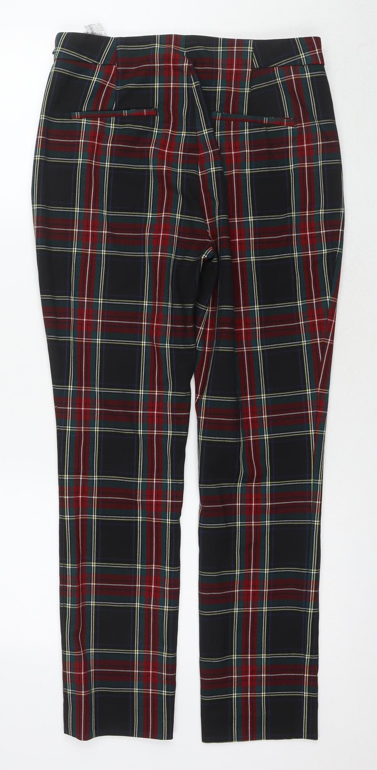 Zara Womens Tartan Cropped Trousers M