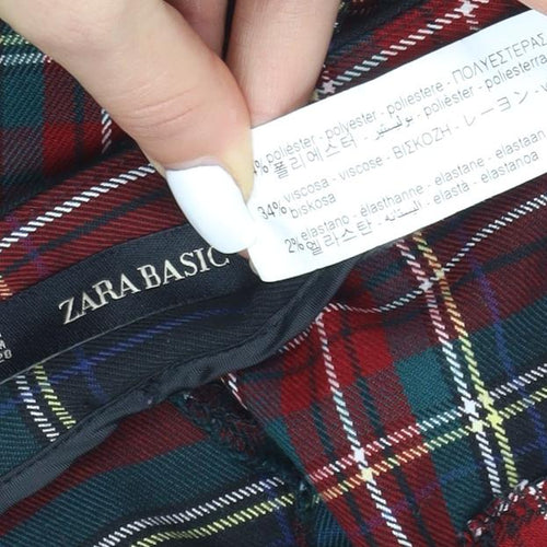 Zara Womens Tartan Cropped Trousers M