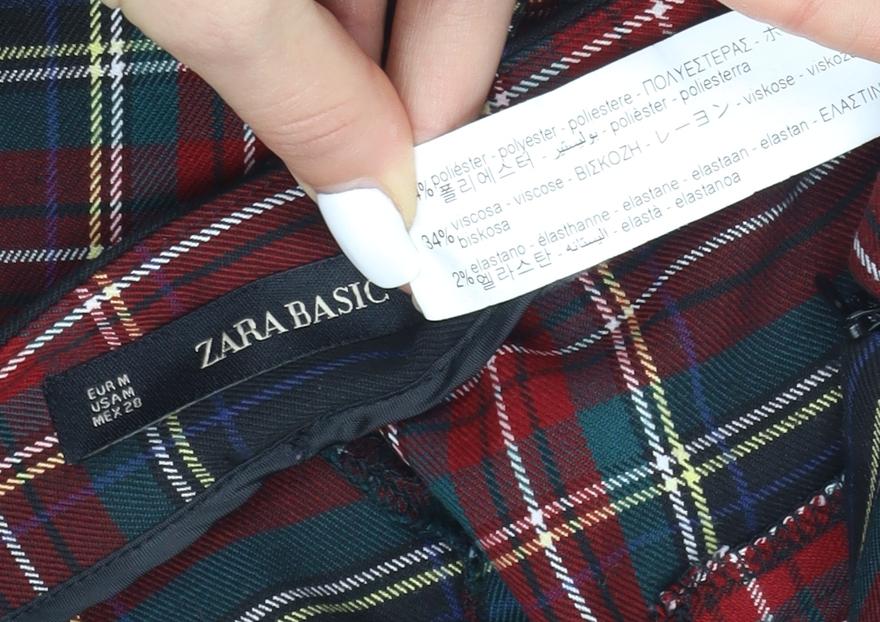 Zara Womens Tartan Cropped Trousers M