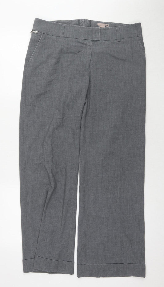 H&M Women's Grey Straight Leg Trousers, Size 12, Business Casual