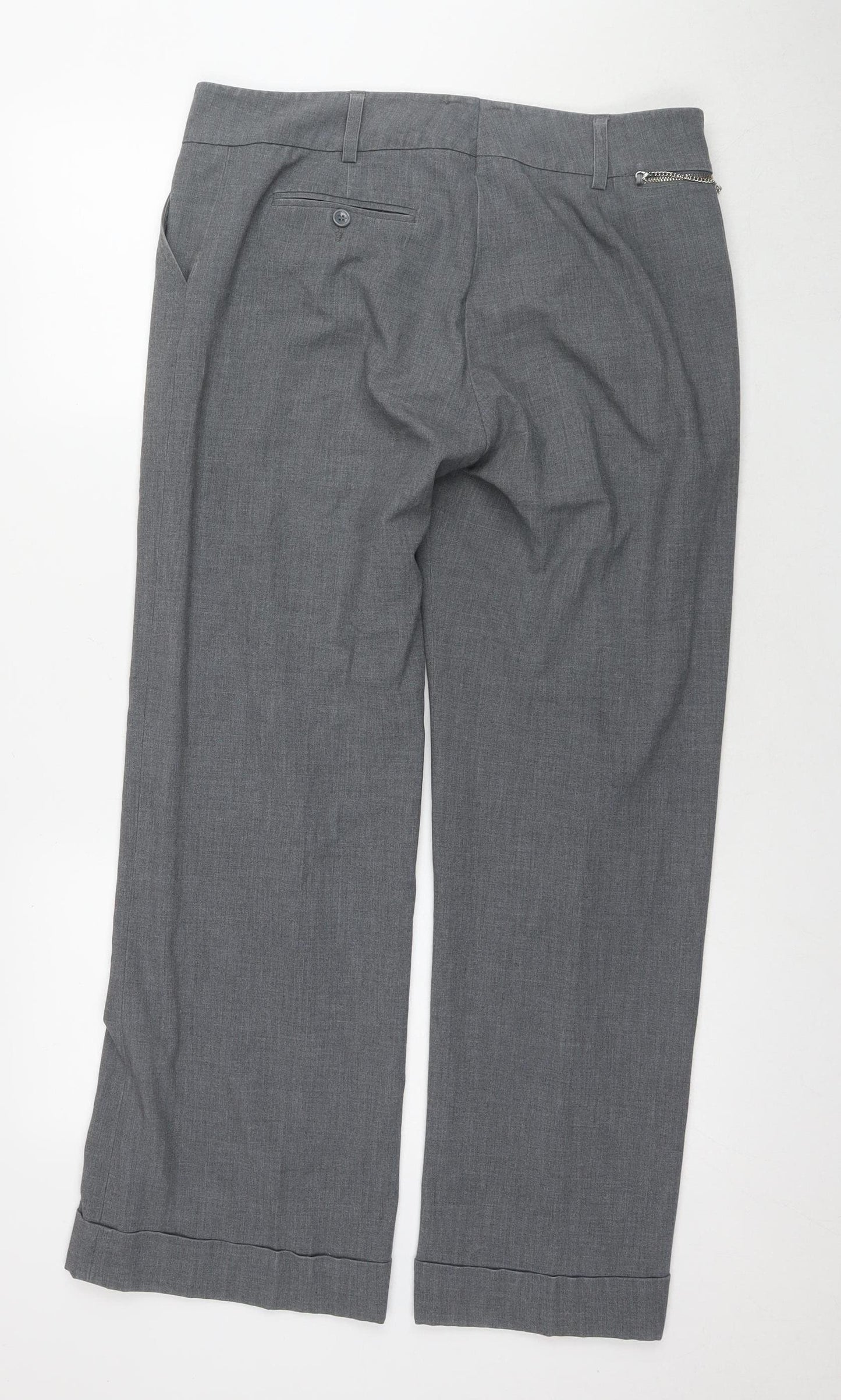 H&M Women's Grey Straight Leg Trousers, Size 12, Business Casual