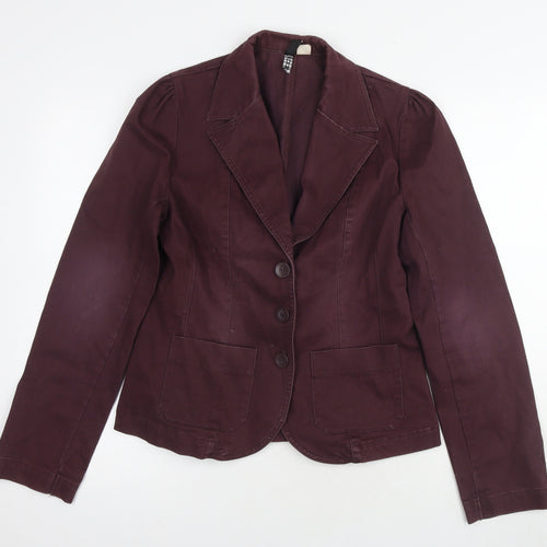 H&M Women's Red Blazer, Size 10, Cotton, Button Jacket