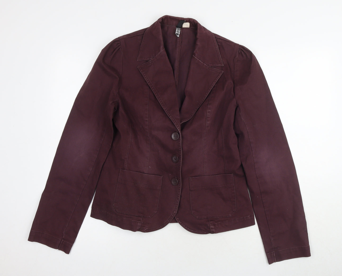 H&M Women's Red Blazer, Size 10, Cotton, Button Jacket