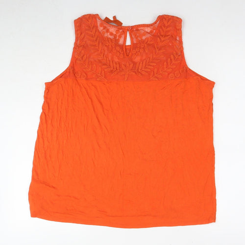 Next Women's Orange Embroidered Tank Top Size 20