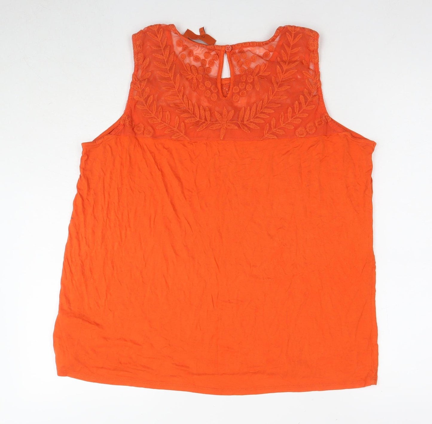 Next Women's Orange Embroidered Tank Top Size 20