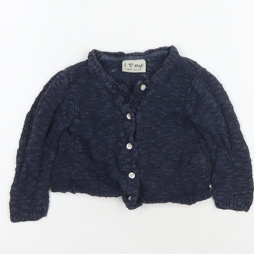 Next Blue Unisex Baby Cardigan 9-12 Months Knit Cotton