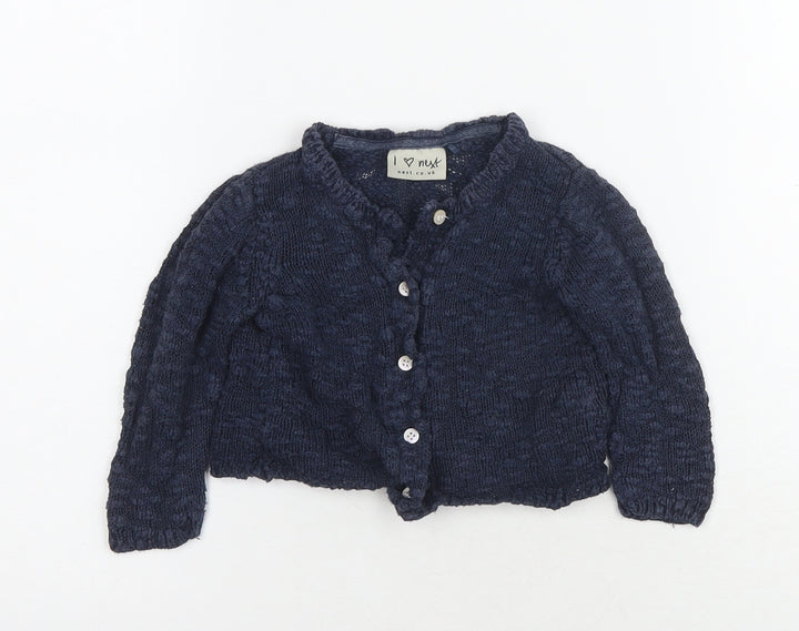 Next Blue Unisex Baby Cardigan 9-12 Months Knit Cotton