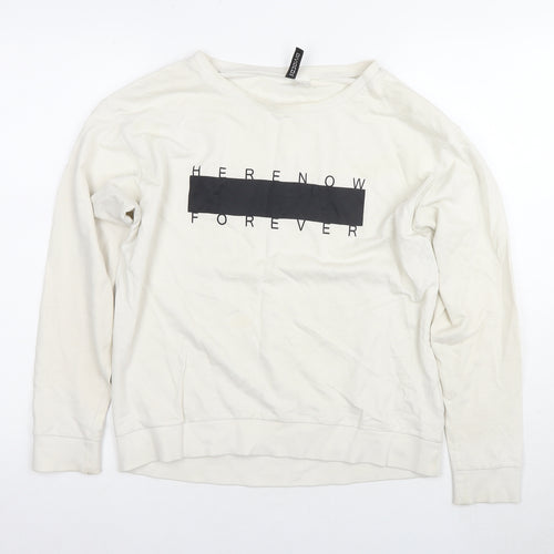 H&M Women's White Pullover Sweatshirt M