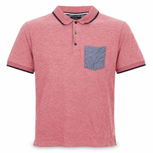 Zara Men's Red Polo Shirt - Size 12, Cotton, Casual