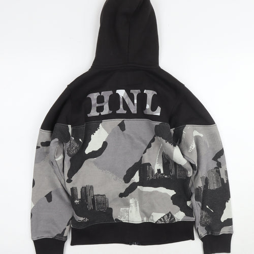 HNL Projection Boys Black Full Zip Camouflage Hoodie Size 9