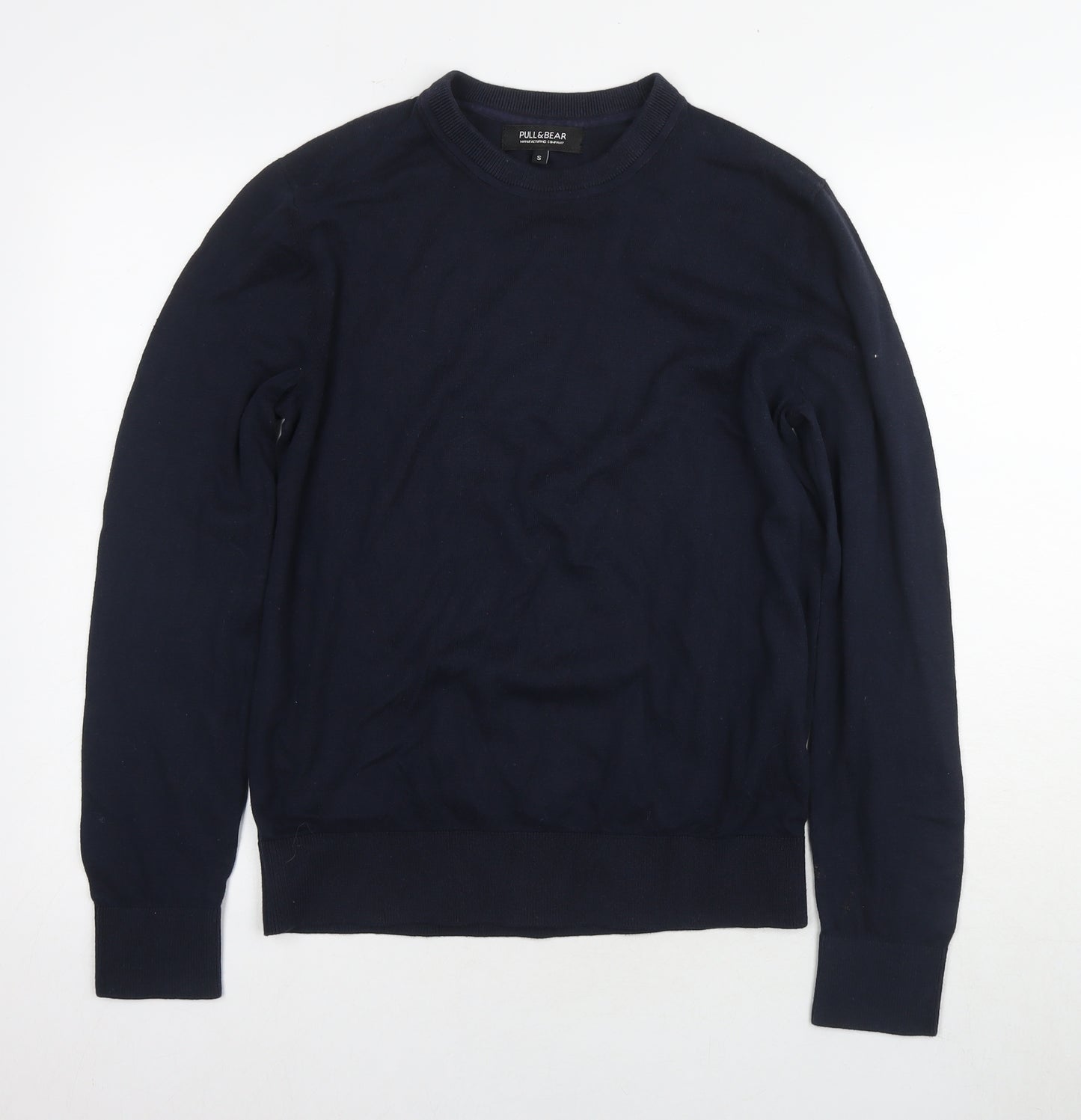 Pull&Bear Men's Blue Cotton Pullover Jumper Size S