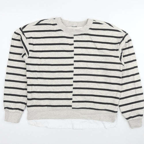 Next Women’s Grey Striped Pullover Sweatshirt S