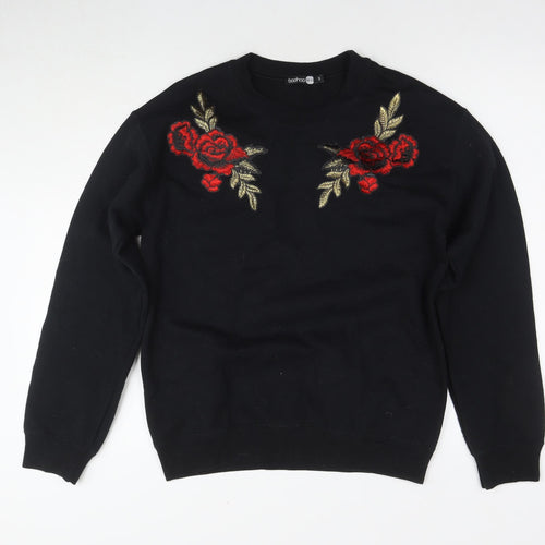 boohooMAN Men's Black Embroidered Sweatshirt Size S