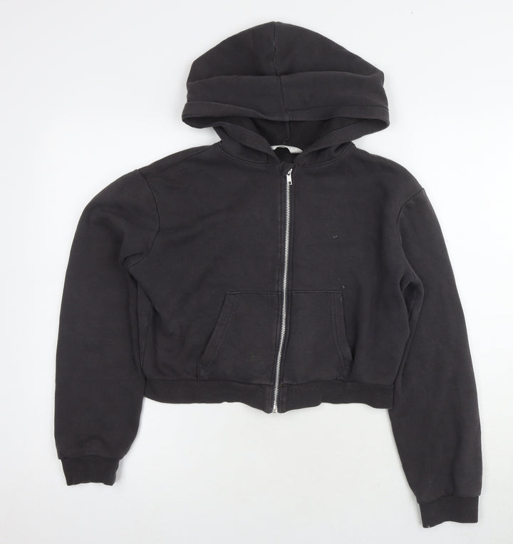 H&M Girls Black Full Zip Hoodie Size 12-14 Years