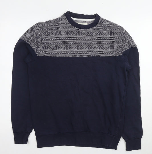 River Island Men's Blue Geometric Pullover Jumper M