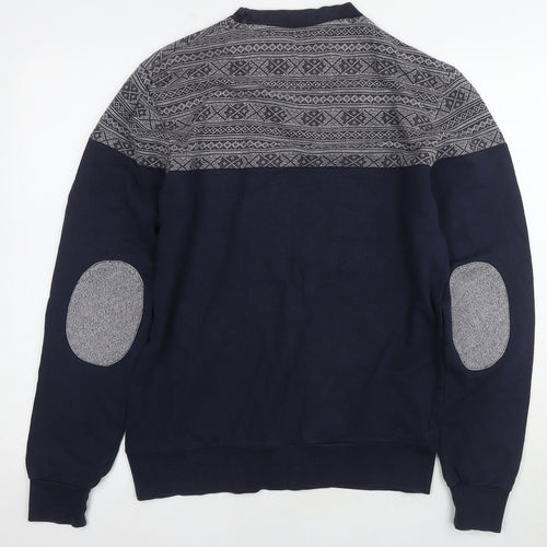 River Island Men's Blue Geometric Pullover Jumper M