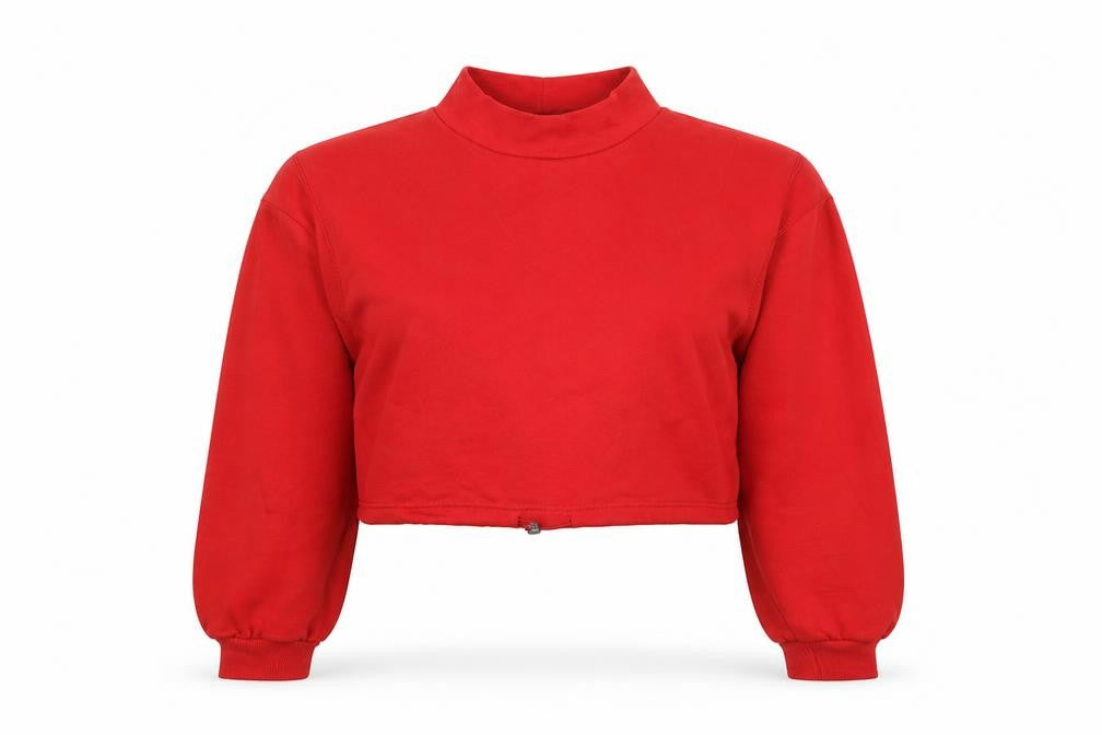 Front view of Bershka Women's Red Pullover Sweatshirt, M