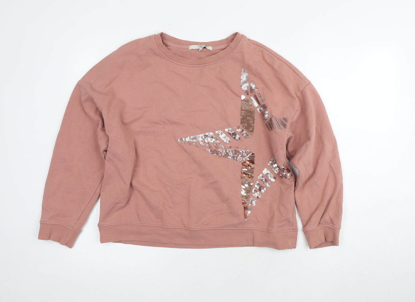 Next Women's Pink Sequin Pullover Sweatshirt Medium