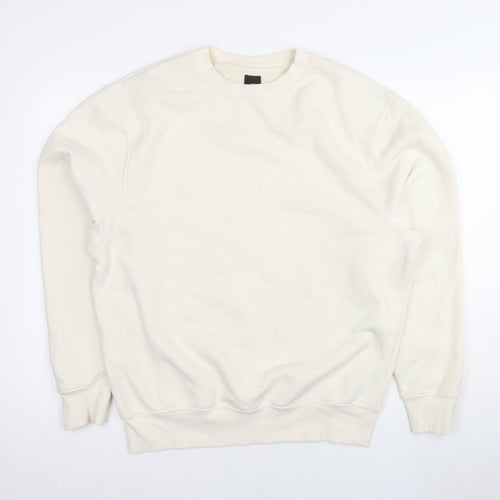 River Island Men's Ivory Pullover Sweatshirt, M, Crew Neck