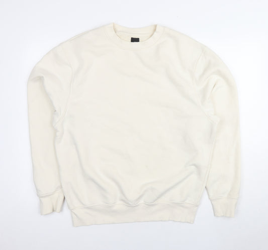 River Island Men's Ivory Pullover Sweatshirt, M, Crew Neck